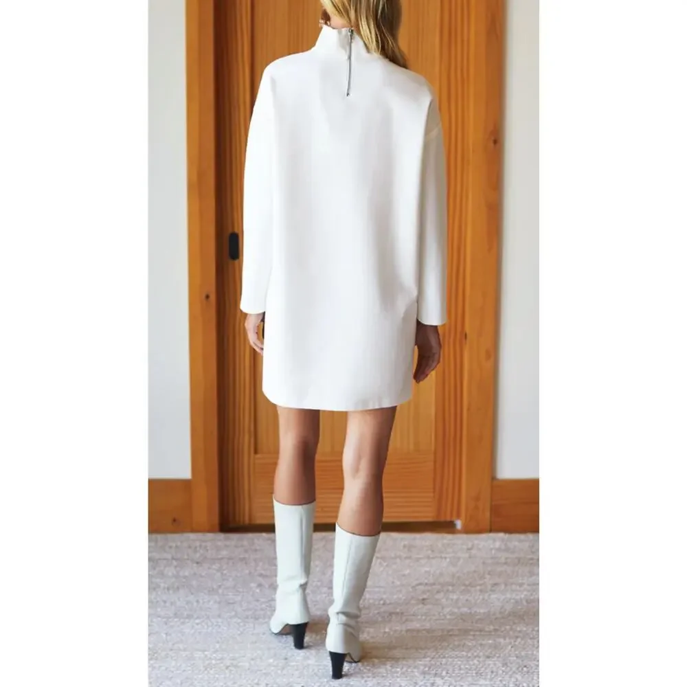 Emerson Fry Edie Turtleneck Dress Ivory Ponte Mod Mini Size S New With Tags - Picture 8 of 12